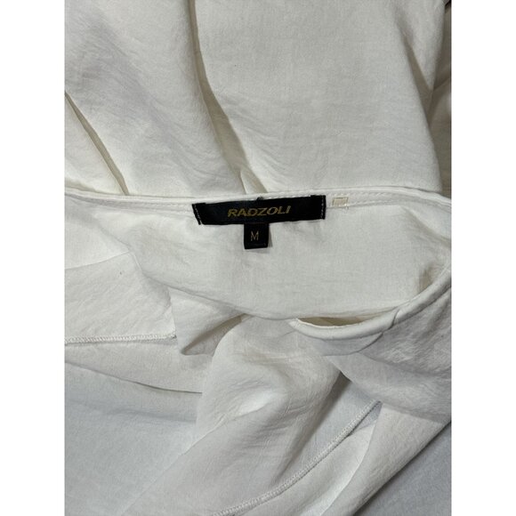 Asymmetrical Size M Womens White Tunic Blouse With Button Detail By Radzoli - Picture 6 of 8